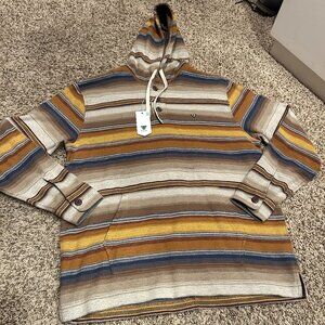 NWT Vissla Men’s Baja Vista Striped Hoodie Pullover XL Woven Baja Jacket